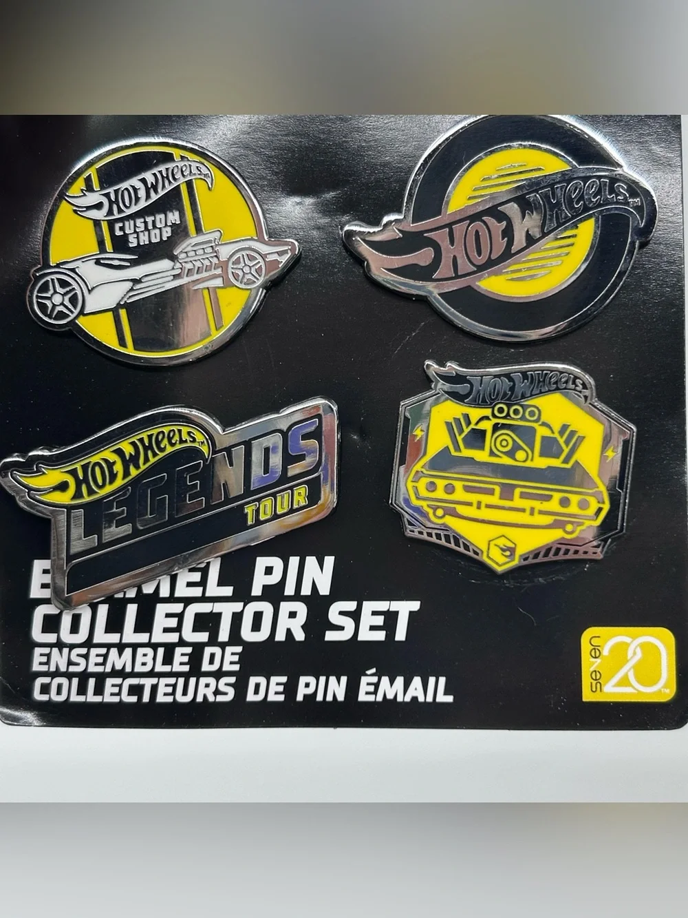 Hot Wheels Legends Tour Yellow & Black Enamel Pin Collector Set